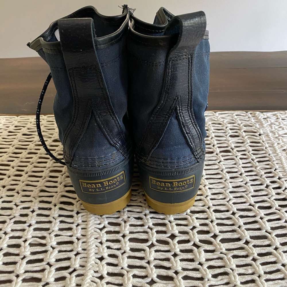 L.l. Bean navy waxed canvas duck bill boots - Picture 4 of 12
